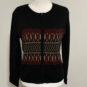 Kasper Black Zip Up Sweater
